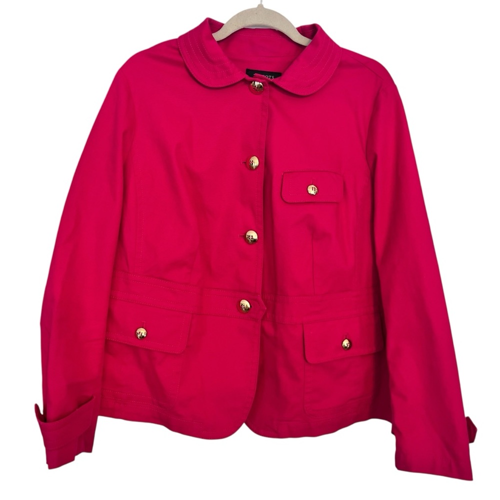 TALBOTS Pink Fuchsia Cotton Blazer Jacket Gold Buttons Business Classic 20WP